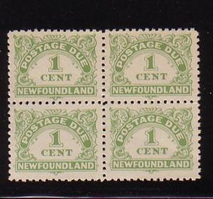 Newfoundland Sc J1a 1938 1 c Bl of 4 NH Post due