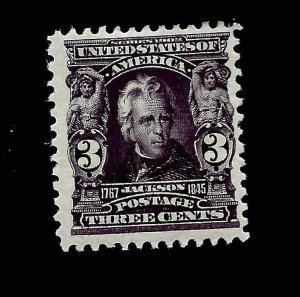 US 1903 Sc# 302 3 c  Jackson Mint HR - Deep Purple -Vivid Color - Great Perfs