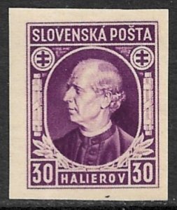 SLOVAKIA 1939 30h Andrej Hlinka Imperforate Portrait Issue Sc 29a MNH