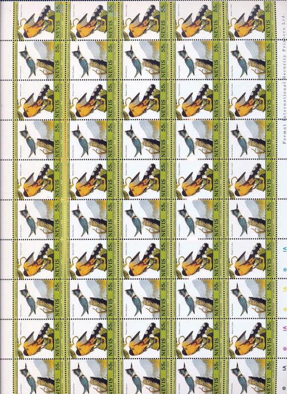 NEVIS Birds Wildlife Perf Sheets MNH x 8 (400 Stamps) You 981