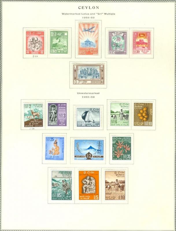 CEYLON : 1950-1958. 2 definitive sets. Very Fine, Mint Original Gum Hinged.