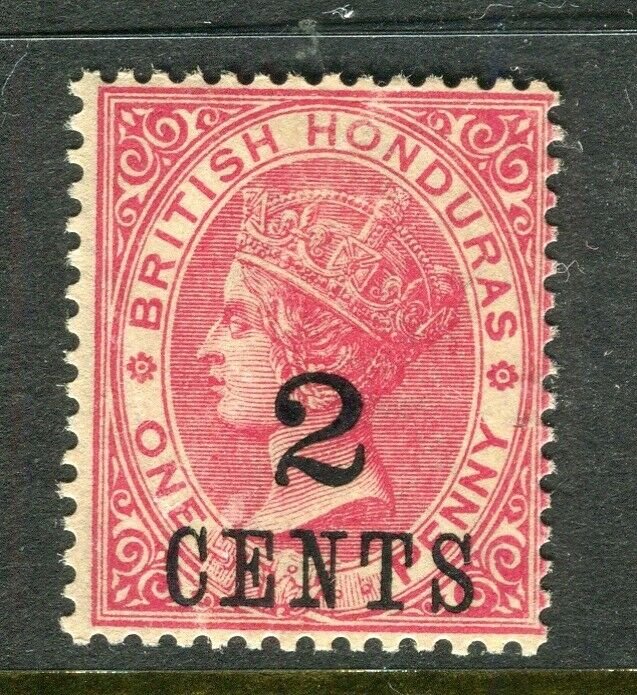 BRITISH HONDURAS; 1888 surcharged QV issue Mint hinged Shade of 2 CENTS value