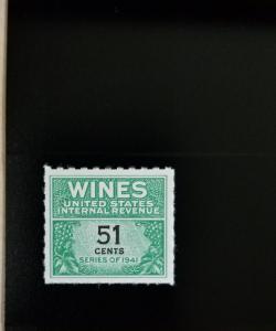 1951-54 51c U.S. Internal Revenue Cordial & Wine, Green Scott RE191 Mint F/VF NH