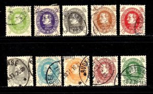 Denmark stamps #210 - 219, used, complete set,  CV $55.05