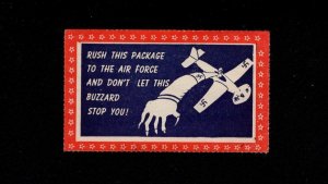 USA WWII Patriotic 1943 Nazi Plane Is Buzzard AAF UNCOMMON Postal Rush Label L