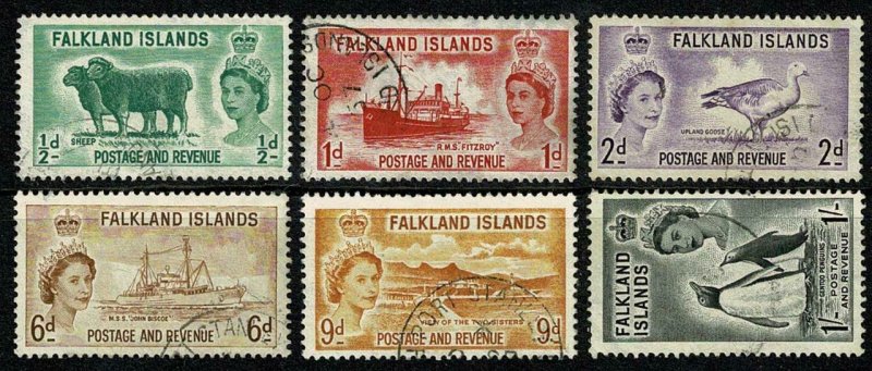 Falkland Islands.1952-57 QEII definitives. SG 187-192