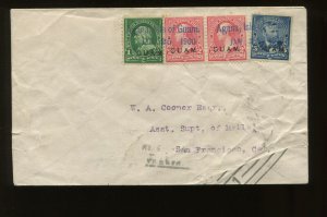 Guam Scott 1, 2 & 5 on 3 Color Cover  w/ 'Agana, Isle of Guam.' Straightline CCL