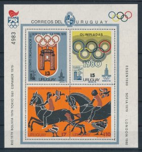 [111283] Uruguay 1979 Olympic games Moscow from post office Souvenir Sheet MNH