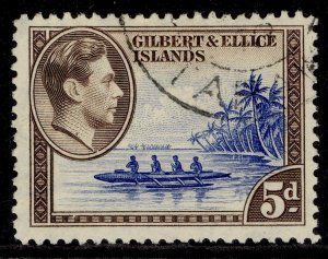 GILBERT AND ELLICE ISLANDS GVI SG49, 5d deep ultramarine & sepia, FINE USED.