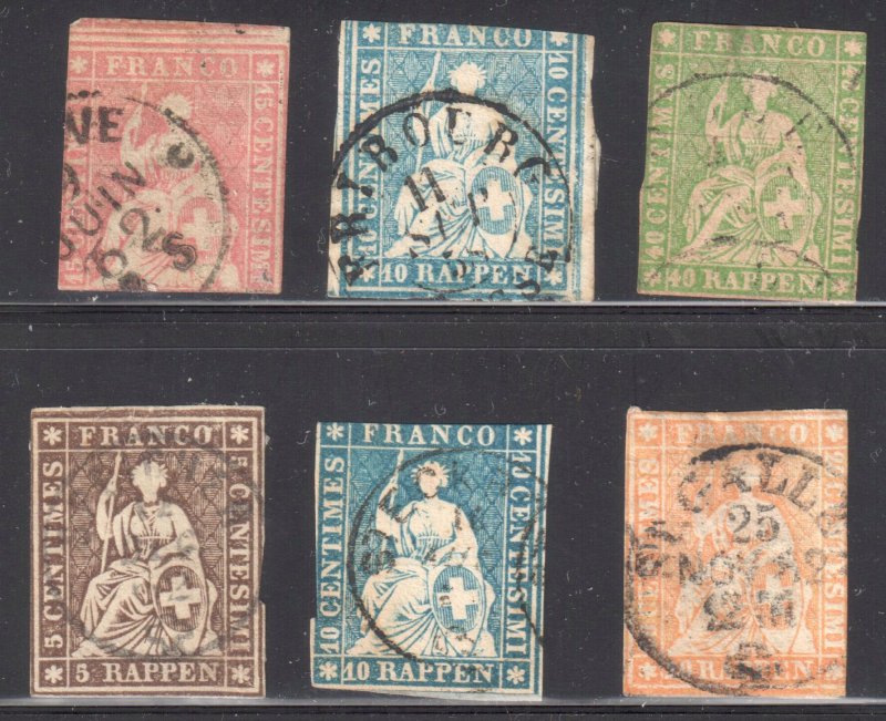 Switzerland #22, 27, 29, 36, 37 and 39 All used with small faults or thin