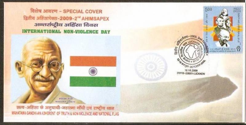 India 2009 Mahatma Gandhi & International Non-Violence Day Flag Mother Teresa...