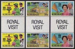 Kiribati 414-416 gutter,MNH. Mi 412-414. QE II, Philip visit,1982. Dancer, Boat,