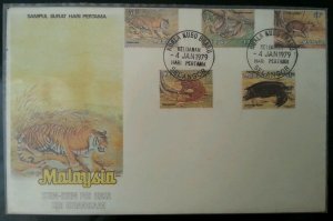 Malaysia National Animal 1979 Wildlife Fauna Tiger Turtle Bats (FDC) *see scan