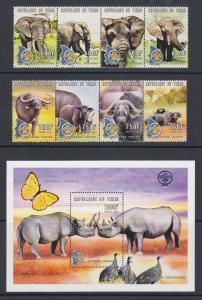 Chad Sc 870-884 MNH. 2000 Wildlife & Scouts emblem, cplt set, fauna, animals, VF