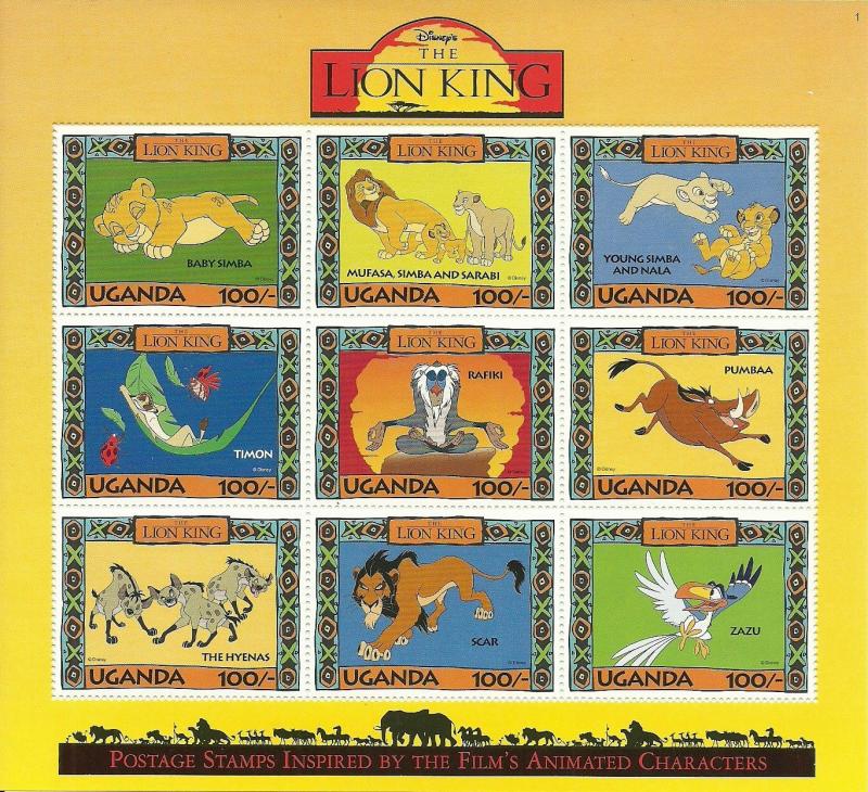 Uganda: Walt Disney's Lion King: Miniature Sheet: 1994