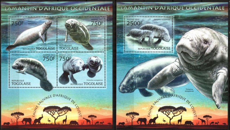 Togo 2013 Marine Life Dugongs Sheet + S/S MNH