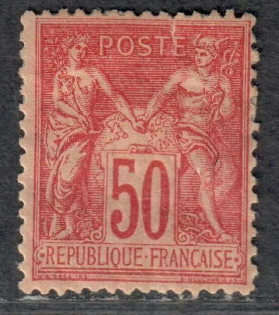 $France Sc#101 M/HH/F-VF, Type II, small tear at top, Cv. $210