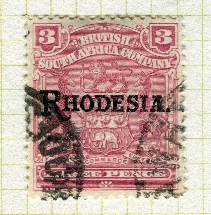 RHODESIA; 1905 early Ed VII period Optd. issue fine used 3d. value