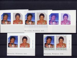 British Virgin Islands 1985 MICHAEL JACKSON  Progressive Proofs  11 Pairs MNH