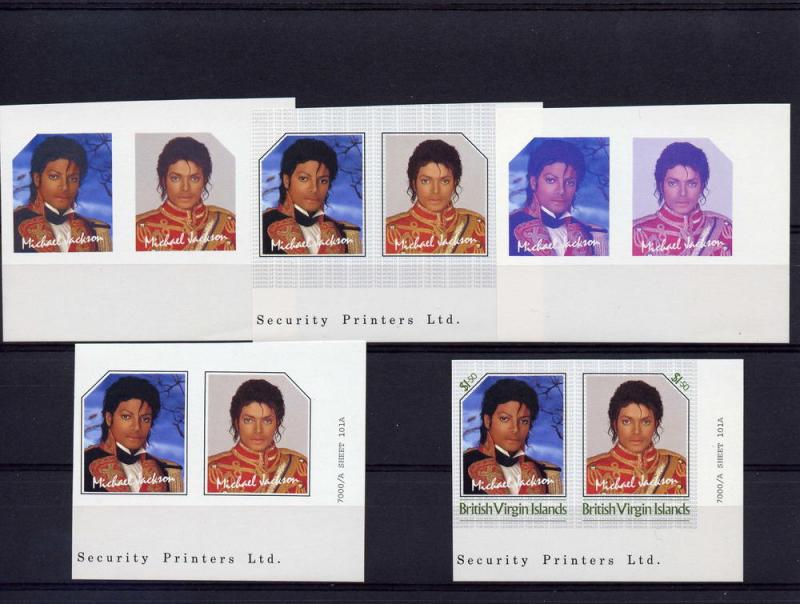 Michael Jackson British Virgin Progressive Proofs 10  Pairs + Original MNH