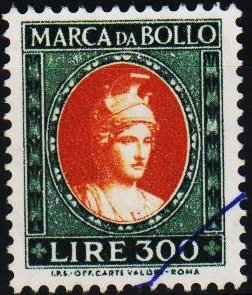 Italy. Date? 300L (Marca Da Bollo).Fine Used