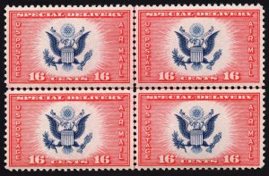 US CE2 MNH VF/XF 16 Cent Great Seal Dark Red  Airmail C/L Block of 4