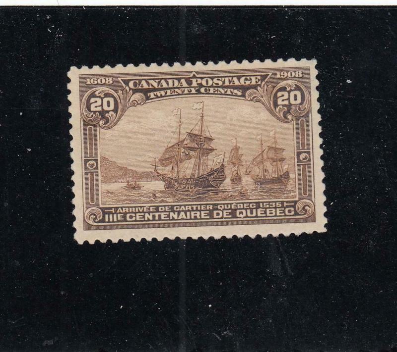 CANADA (KSG103) # 103 VF-MNH 20cts CARTIER'S ARRIVAL / BROWN CAT VALUE $1200