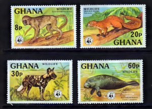 Ghana 1977 Sc#621/624  WWF WILDLIFE Set (4) Perforated MNH