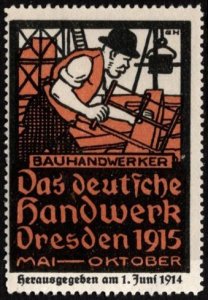 Vintage Germany Advertising Poster Stamp German Crafts Construction Craftsman