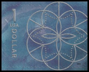 US 5853 Floral Geometry Blue $1 single MNH 2024