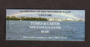Turks & and Caicos 1982 Birthday Princess Diana Complete Booklet # 530A-30C4 MNH