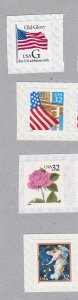 single 32c Philatelic Coils backing US #2492, #2886, #2915, #3018 Lot (4)