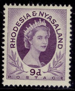 RHODESIA & NYASALAND QEII SG8, 9d violet, NH MINT.