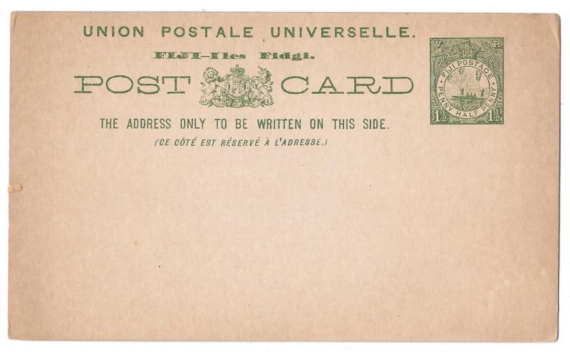 Fiji Postal Stationery Card 1 1/2p Green 1895 UPU Unused