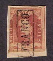 Netherlands Indies #1 1864  used Willem III  imperforated 10ct