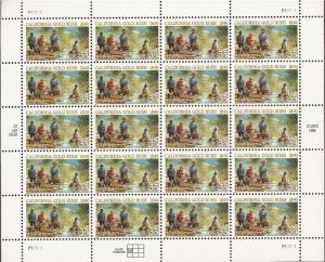 US Stamp - 1999 California Gold Rush - 20 Stamp Sheet - Scott #3316