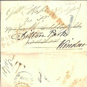 GB SCOTLAND Cover EL Lothian *Luffness* Haddington Penny Post Windsor 1838 B114 