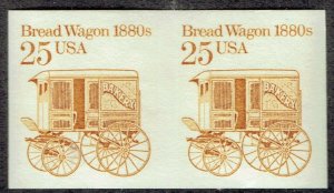 US: IMPERFORATE ERROR: 25c BREADWAGON pair (2136a) !! PERFECT and SCARCE