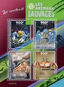 Central African Rep 2019 MNH Crustaceans Stamps Crabs Lobsters 4v M/S