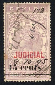 Ceylon Judicial BF48 15 cents on 20c lilac