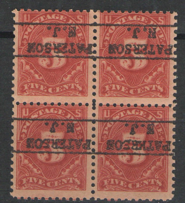 US 1917 Sc# J64 MNH VG - Block of 4 w/ Precancel  Patterson NJ