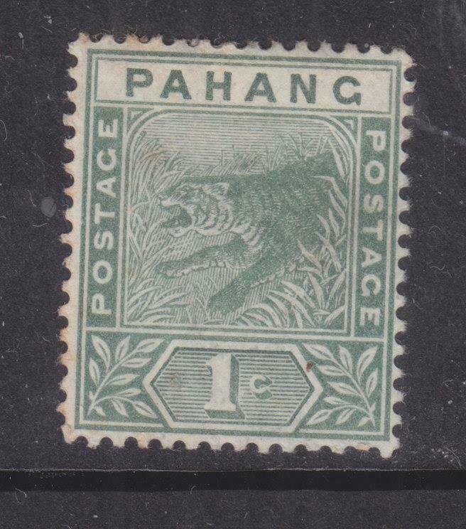 PAHANG, MALAYSIA, 1895 Tiger, 1c. Green, heavy hinged mint.