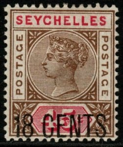 SEYCHELLES SG26 1896 18c on 45c BROWN & CARMINE MTD MINT 