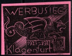 1933 Austria Poster Stamp 10 Years Advertising Klagenfurt (Lindwurm) Unused