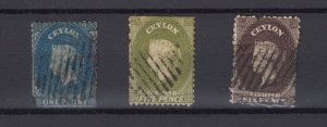 Ceylon QV 1857/62 Collection Of 3 Used BP9981