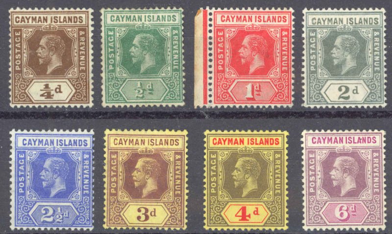 Cayman Islands Sc# 32-39 MH 1912-1920 1/2p-6p King George V