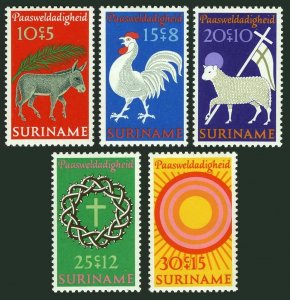 Surinam B172-B176,MNH.Michel 596-600. Easter 1971.Cock,Lamb of God,Cross,Crown,