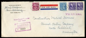 U.S. Scott 829, 810 and 807 (2) Prexies on Registered Return Receipt 1950 Co