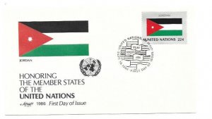 United Nations #483 Flag Series 1986, Jordan, Artmaster, FDC