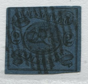 Brunswick 1861 2 sgr black on blue used